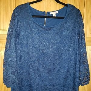 Women Dress Shirt Teal with Lace